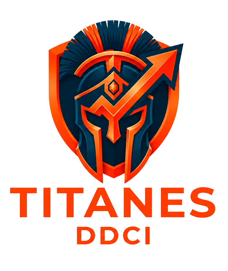 Emblema Titanes — escudo con flecha de crecimiento